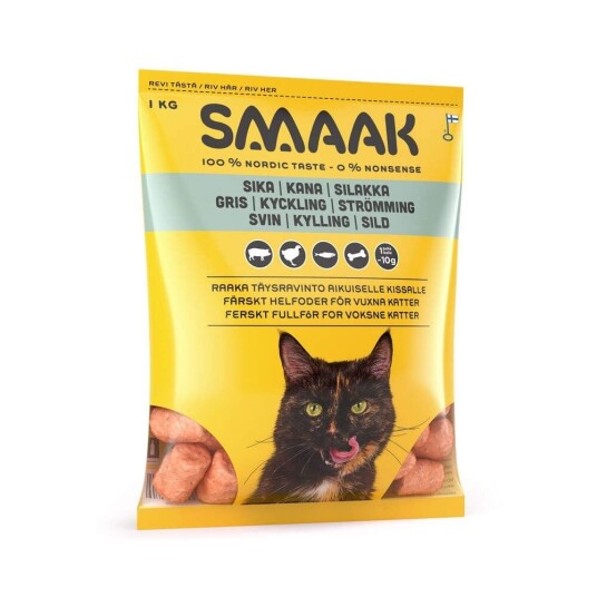 Smaak Raw Cat Adult Complete Svin Kylling & Sild 1 kg