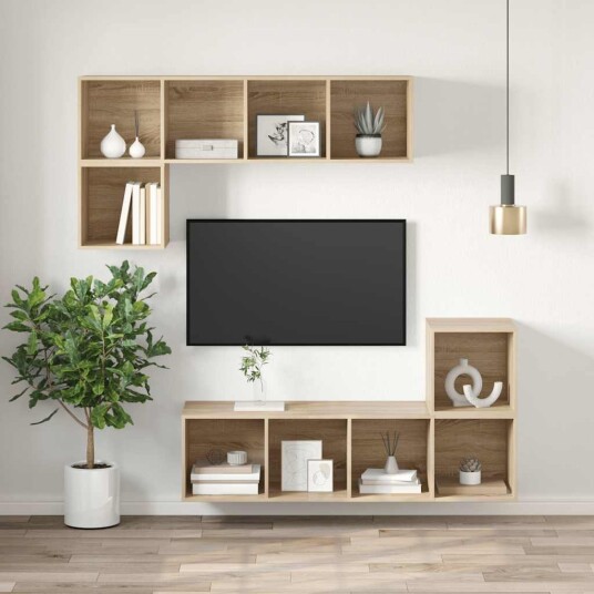 vidaXL Vegghengt TV-benk sonoma eik 37x37x142,5 cm sponplate