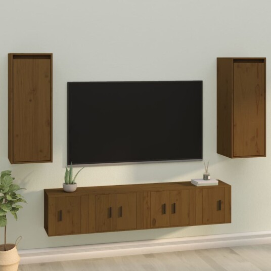vidaXL Veggskap 2 stk honningbrun 30x30x80 cm heltre furu vidaXL Veggskap 2 stk honningbrun 30x30x80 cm heltre furu