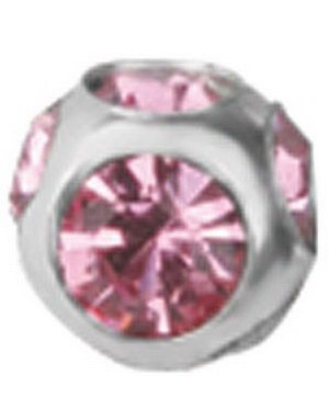 Diamond Spaceship Sølvfarget Stålkule med Rosa Stener