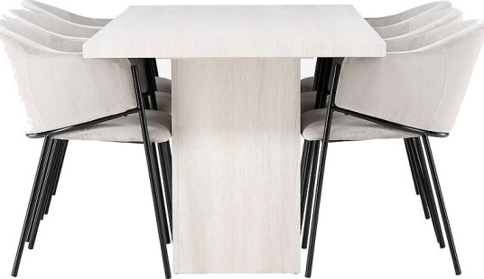 Venture Home   Spisegruppe Olga med 6 stk stoler Evelina   Hvit