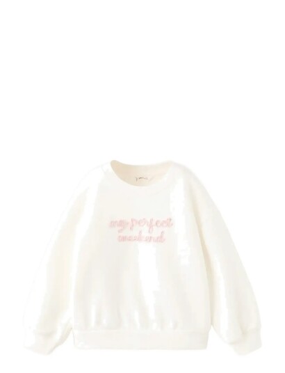 Mango Embroidered Cotton Sweatshirt Cream 4 5