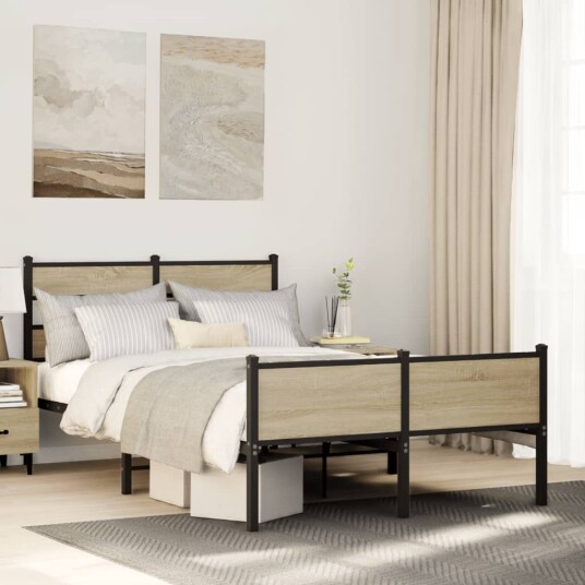 Sengeramme uten madrass sonoma eik 120x200 cm konstruert tre 8721158378774 Sengeramme uten madrass sonoma eik 120x200 cm konstruert tre 8721158378774