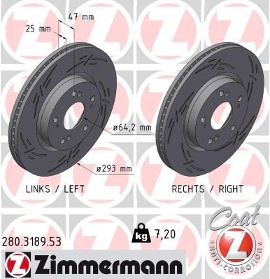 Bremseskive ZIMMERMANN 280.3189.53 Bremseskive ZIMMERMANN 280.3189.53