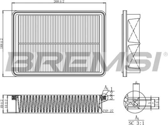 Luftfilter BREMSI FA1192 Luftfilter BREMSI FA1192