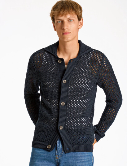 Lindbergh Crochet Cardigan - Black - M