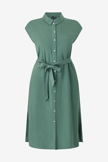 Vero Moda Curve Skjortekjole vmcMymilo SL Calf Shirt Dress Wvn G Grønn