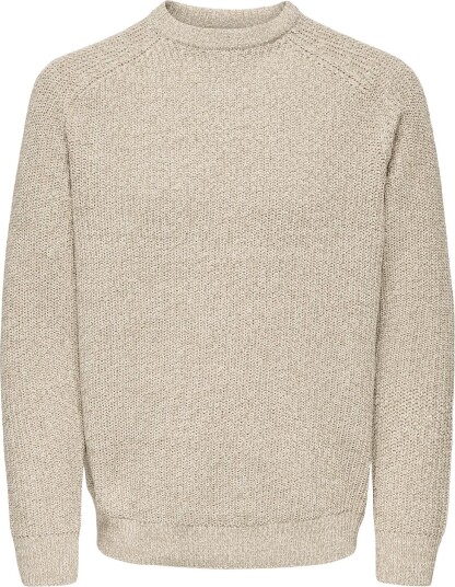 ONLY & SONS Onsjoin Rlx Ls Raglan Knit   Beige   XXL
