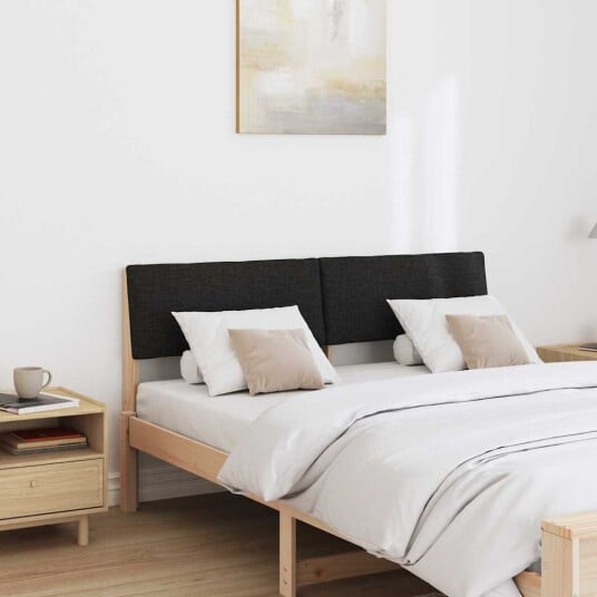  Polstret sengegavl Svart 135 cm Massiv furu