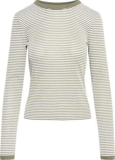 Mads Nørgaard Grace Jersey Stripe Camille Tee Ls Khaki green XS