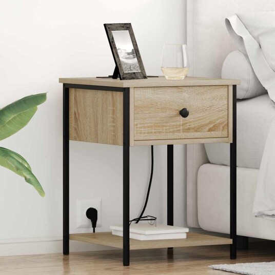  Sengeskaps 2 pcs Sonoma eik 42 x 41 x 56 cm Konstruert tre