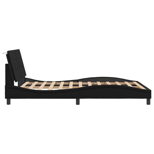 Sengeramme med hodegavl svart 140x200 cm kunstlær 8721012346673
