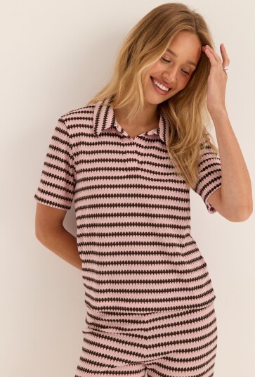 Pcjeya Ss V neck Loose Polo