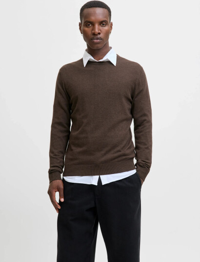 Jack & Jones Jjeemil Knit Crew Neck Noos - Brown - L