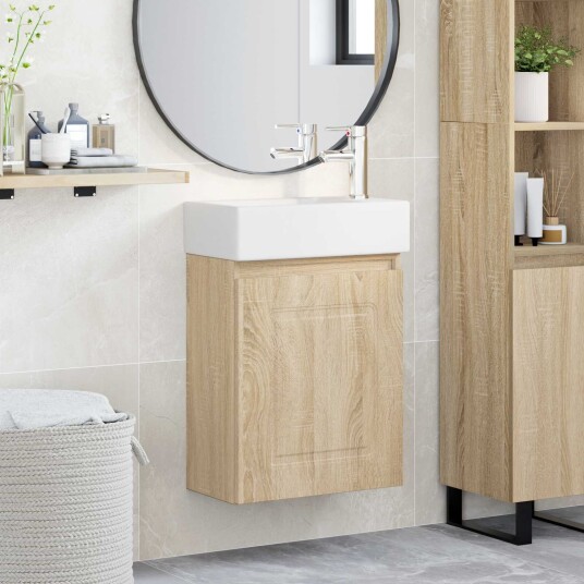 Badeværelses enhet med kran Sonoma eik 45,5 x 22,5 x 84 cm Badeværelses enhet med kran Sonoma eik 45,5 x 22,5 x 84 cm