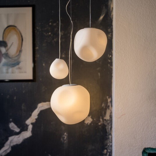 Pendellampe Foscarini Hoba Midi Hvit Stue Glass Design Hvit