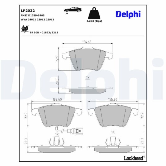 Bremseklosser DELPHI LP2032 Bremseklosser DELPHI LP2032