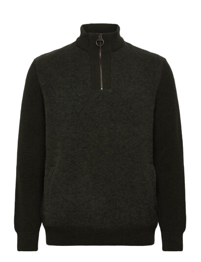 Barbour Barbour Milburn Half Zip Knitted Jumper   Khaki green   S