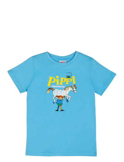 Pippi Langstrømpe Pippi Logo T Shirt Blue 86/92 Pippi Langstrømpe Pippi Logo T Shirt Blue 86/92