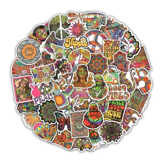 50 klistremerker med psykedeliske motiver 50 klistremerker med psykedeliske motiver