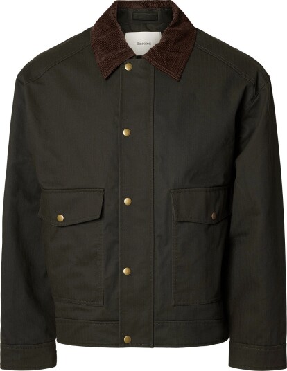 Selected Slmmontana Waxed Cotton Jkt #S Khaki green XL Selected Slmmontana Waxed Cotton Jkt #S Khaki green XL