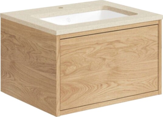 Gustavsberg Ducentic Servantskap med Benkeplate Lys eik / 60cm Beige Royal 1 Hull for Kran Gustavsberg Ducentic Servantskap med Benkeplate Lys eik / 60cm Beige Royal 1 Hull for Kran