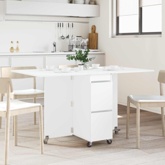 vidaXL Spisebord 140 x 80 x 77 cm Konstruert tre Hvit Rektangulær