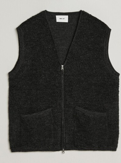 NN07 Mads Wool Fleece Vest Antracite Melange