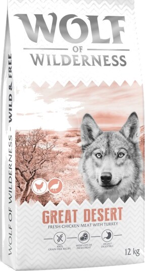 Wolf Of Wilderness Tørrfôr Adult Great Desert Kornfri Ny Oppskrift Kalkun 12 kg