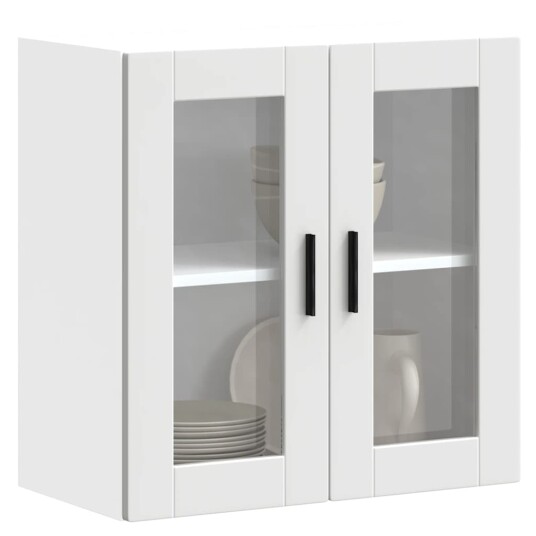  Veggmontert kjøkkenskap med glassdør Porto hvit 8721158424938