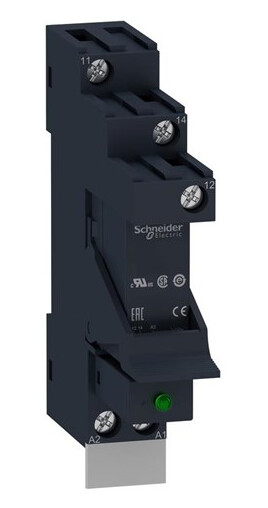 Schneider Electric Zelio rsb plug-in relay premounted in socket with varistor and legend 1 c/o 12a contact and 230vac supply (3606489562717)