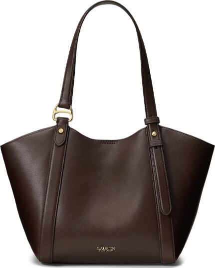 Lauren Ralph Lauren Nappa Leather Small Tasha Tote Bag Brown ONE SIZE