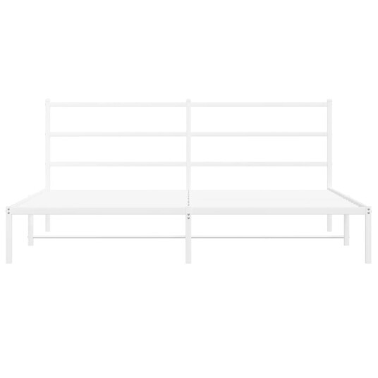 vidaXL Sengeramme i metall med sengegavl hvit 200x200 cm 8721012303188