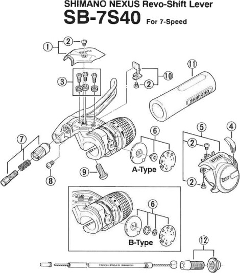 Shimano justering til kabel Nexus 4 og 7 gir skiftehåndtak