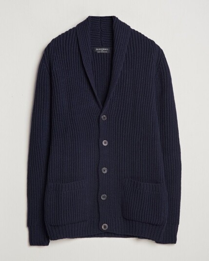 Gloverall Shawl Collar Cardigan Navy