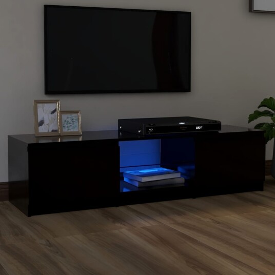 vidaXL TV-benk med LED-lys svart 140x40x35,5 cm