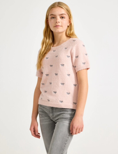 Lindex T Shirt Knitted Featheryarn Pink 170 Lindex T Shirt Knitted Featheryarn Pink 170