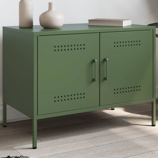 TV-benk olivengrønn 68x39x50,5 cm stål 842942