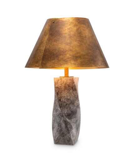 Camelia bordlampe antikk messing / grå