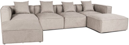 Box U sofa 4 pynteputer lysegrå.