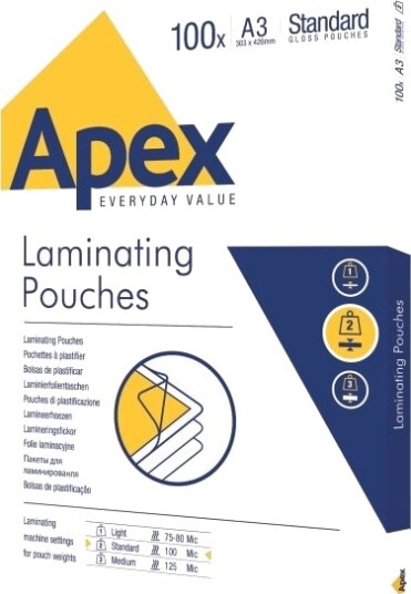 Fellowes Lamineringslommer Apex A3 100 X 100 Micron Blank