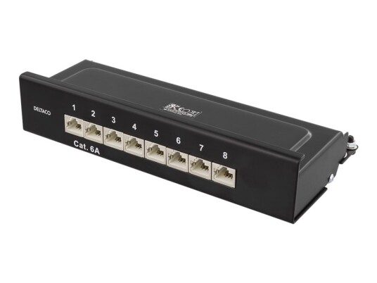 Deltaco Pan-211 Koblingspanel Veggmonterbar Cat 6A Rj-45 X 8 Svart Deltaco Pan-211 Koblingspanel Veggmonterbar Cat 6A Rj-45 X 8 Svart