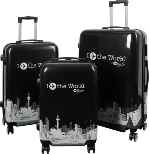 Borg Living Koffert - hardcase koffert - Str. Medium - koffert med motiv - New York City - Svart - Eksklusiv lettvektskoffert Borg Living Koffert - hardcase koffert - Str. Medium - koffert med motiv - New York City - Svart - Eksklusiv lettvektskoffert