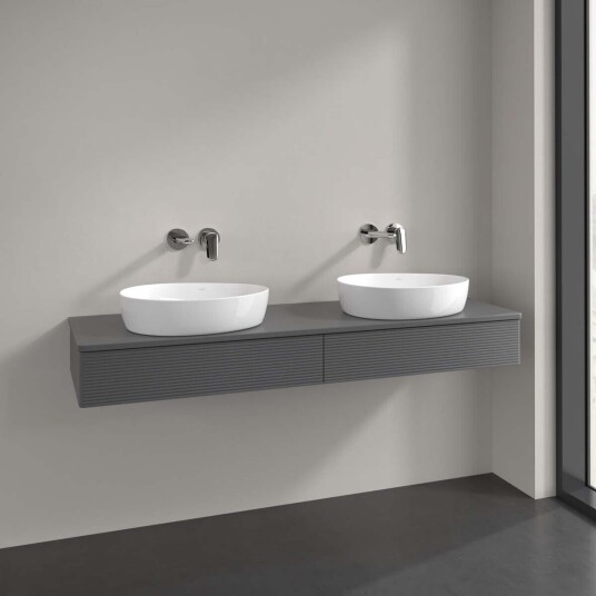 Villeroy & Boch Antao Servantskap med 2 skuffer 160x50x19 cm m/lys Antrasitt Matt Villeroy & Boch Antao Servantskap med 2 skuffer 160x50x19 cm m/lys Antrasitt Matt