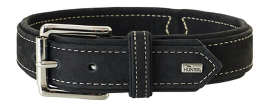Hunter Hundehalsbånd Hunting Svart Medium 42-48cm i Lær