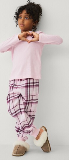 Ellos Collection Pysjsett i flanell og jersey Rosa