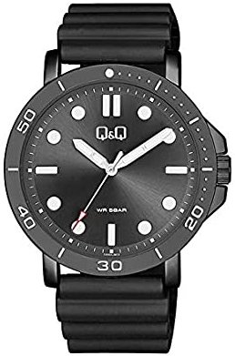 Q&Q Herreklokke QB86J502Y Classic Sort/Gummi Ø44 mm
