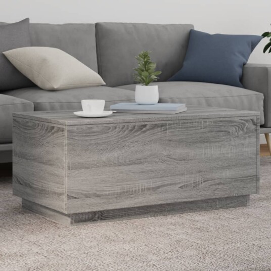 Salongbord med LED-lys grå sonoma 90x50x40 cm 8721012466494