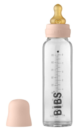 BIBS Tåteflaske i Glass 225 ml Blush med Latex Tupp BIBS Tåteflaske i Glass 225 ml Blush med Latex Tupp