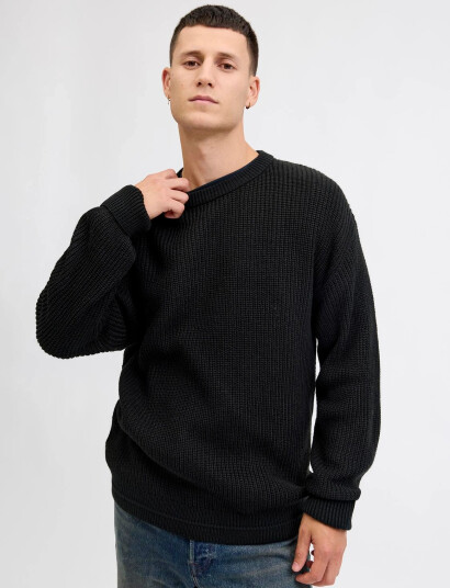 Jack & Jones Jjkaito Knit Crew Neck Bf - Black - M Jack & Jones Jjkaito Knit Crew Neck Bf - Black - M